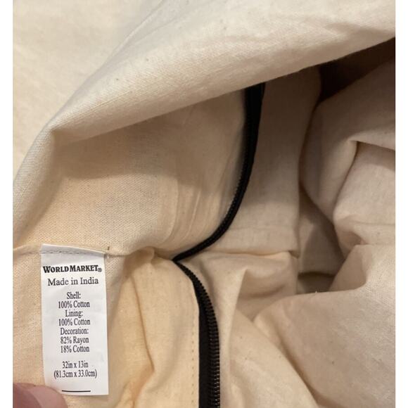 World Market Boho Ivory Orange Large Shoulder Tote Bag Embroidered Embellished - Picture 8 of 9